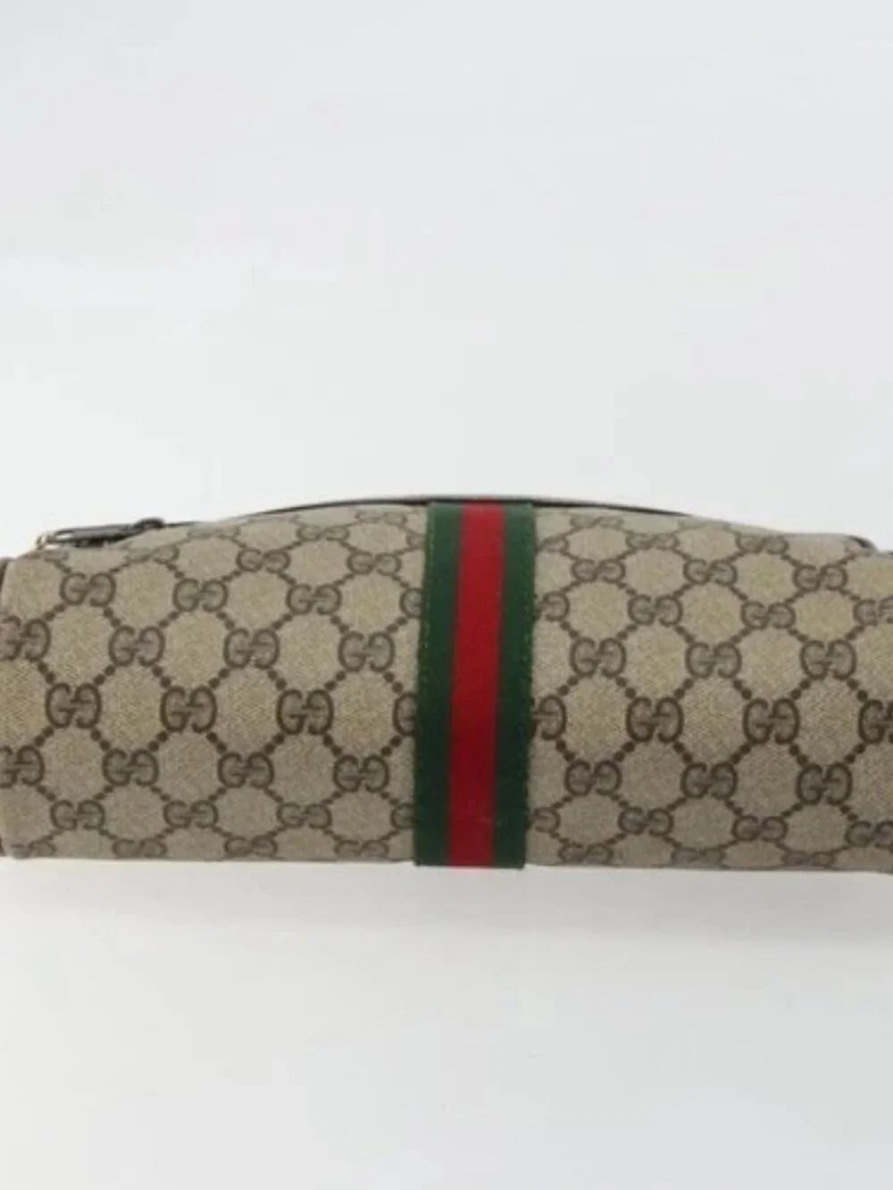 GUCCI GG Supreme Web Sherry Line Shoulder Bag PVC Beige Gold Auth 180803